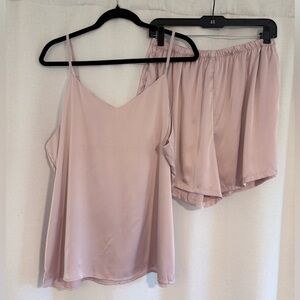 Pearlle Pink Rayon Satin Sleep/Lounge Cami and Short Matching Set Women’s Large